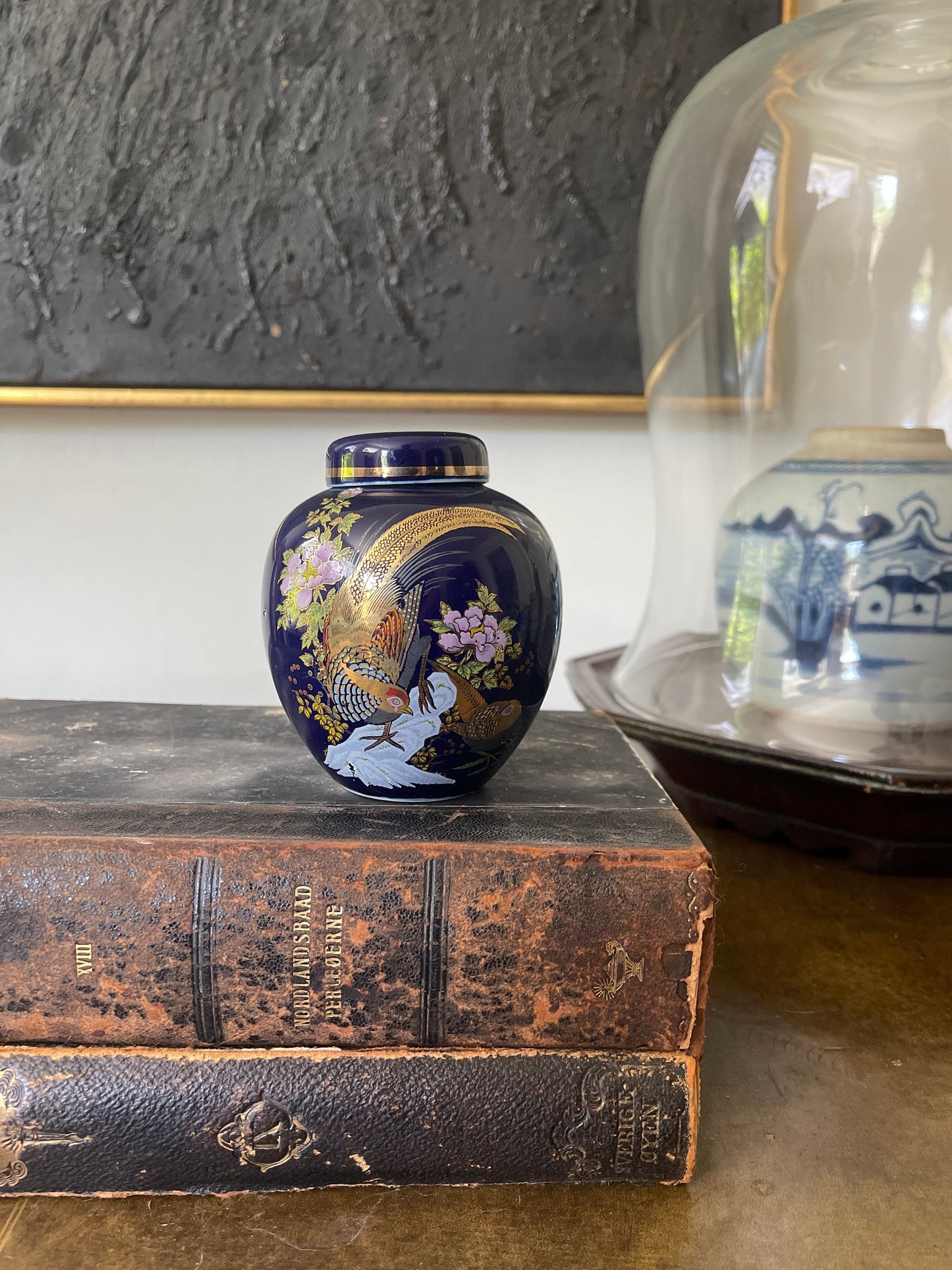 Small blue Japanese ginger jar