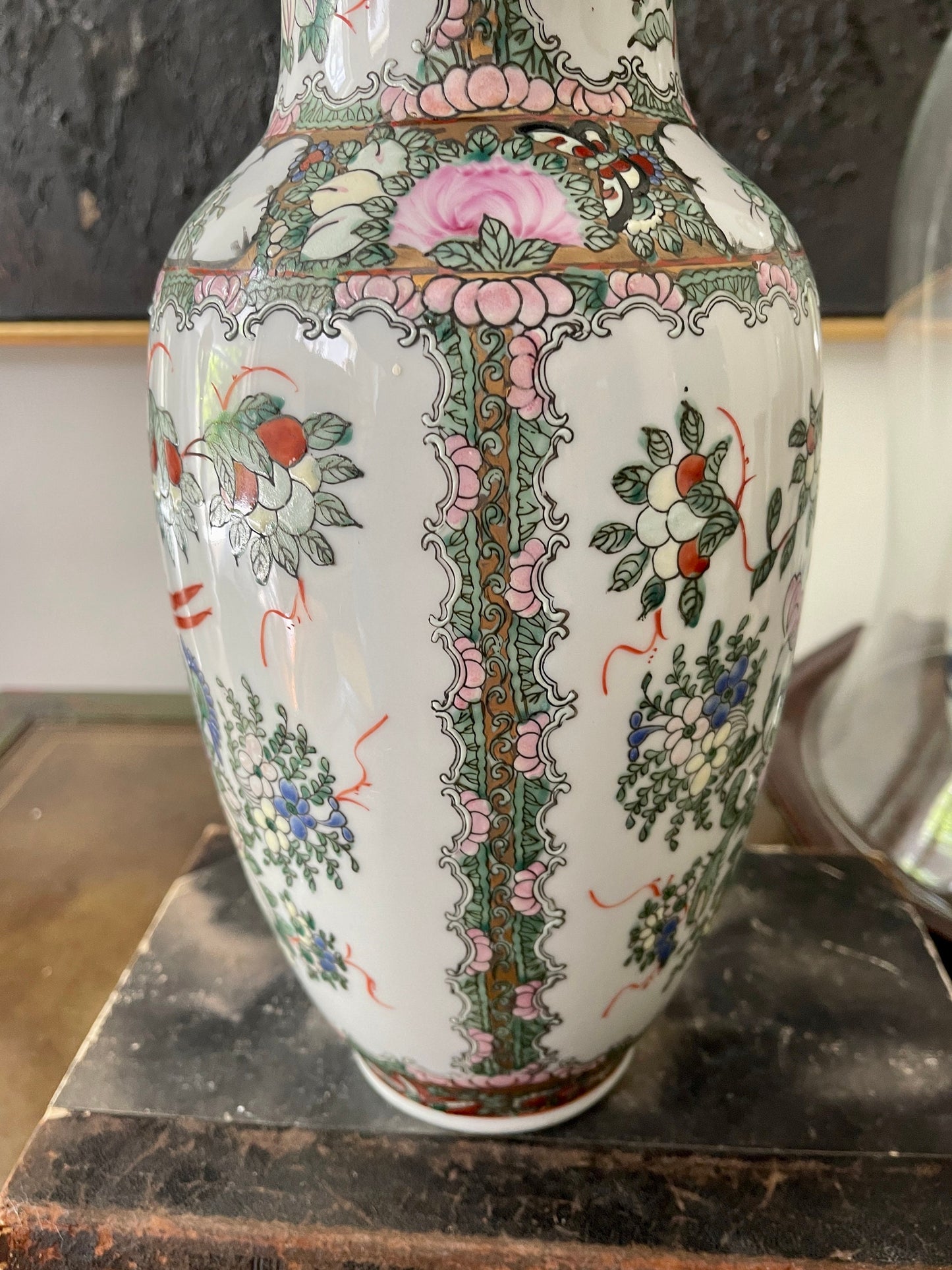 Asian Famille Rose 12.5” Vase by Andrea Sadek