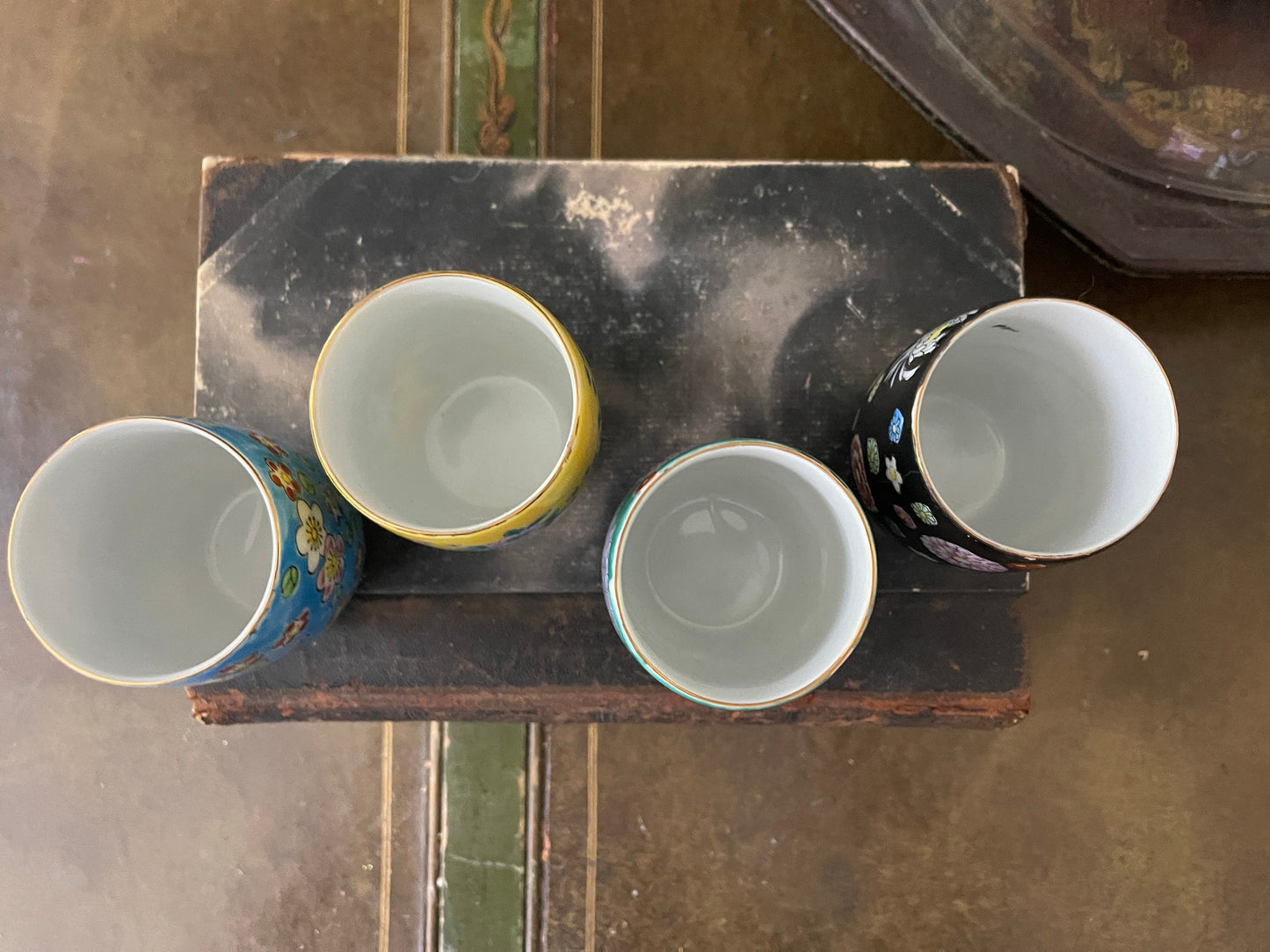 Set of four (4) vintage Japanese ceramic sake glasses