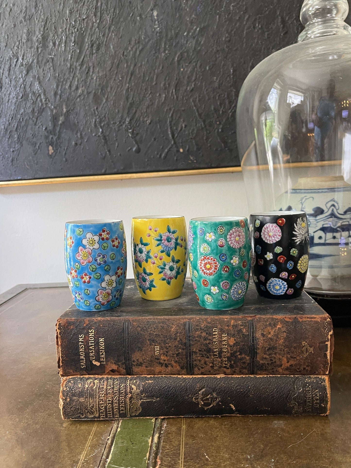 Set of four (4) vintage Japanese ceramic sake glasses