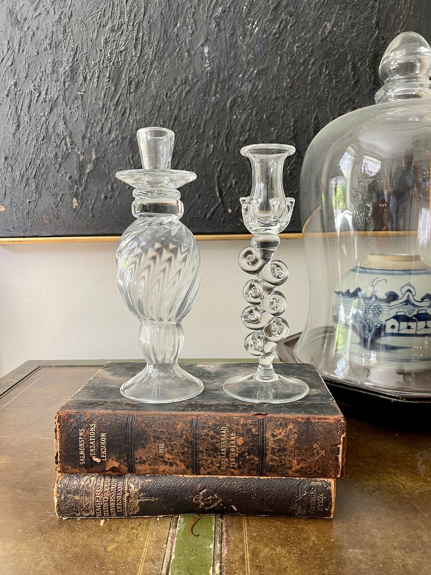 Set of Handblown Glass Candlesticks