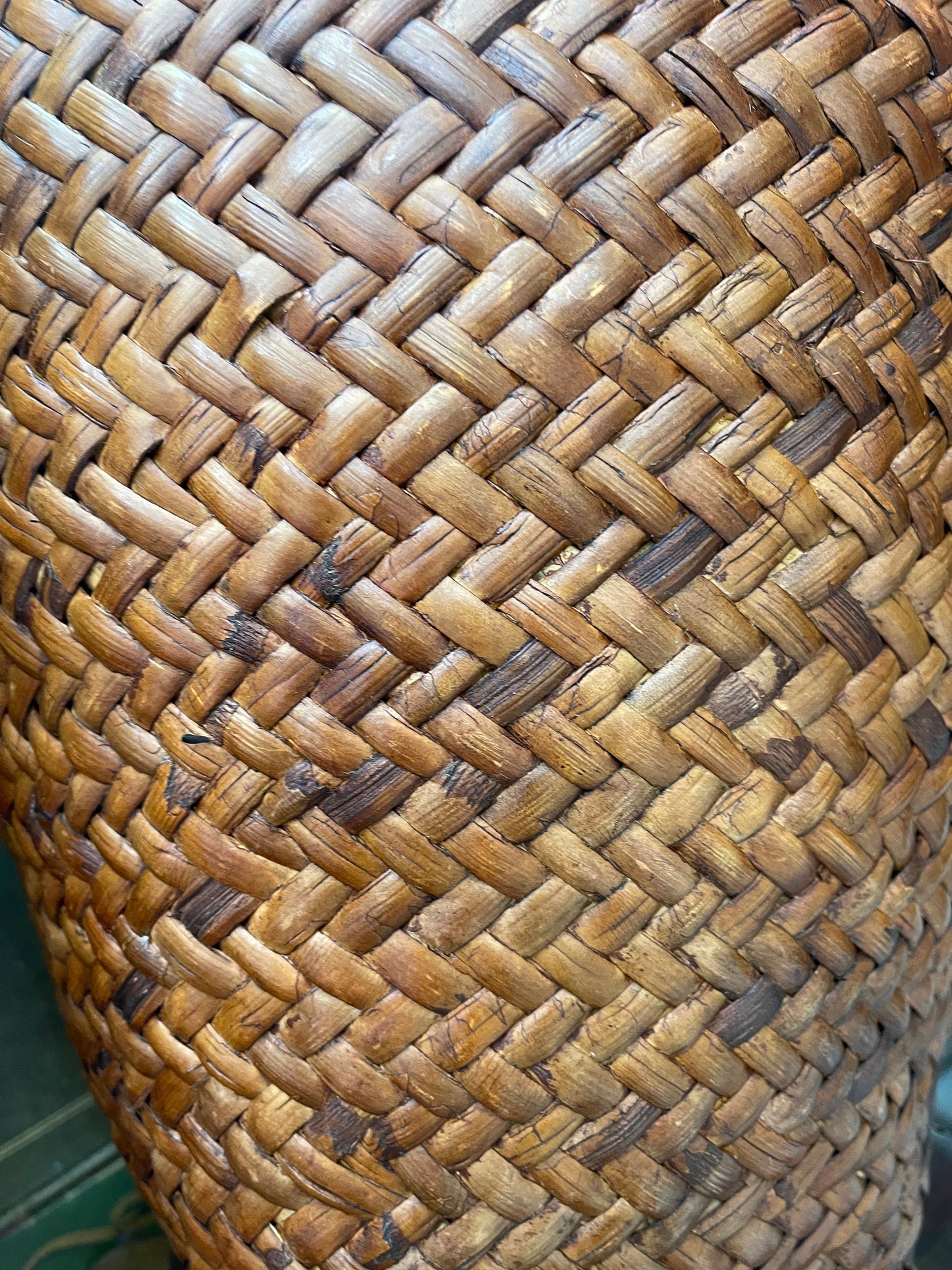 Pair of Mid Century Southeast Asian Woven Split Bamboo Table Lamp