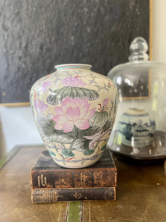 Large Chinese Lily Pad Pattern Vase