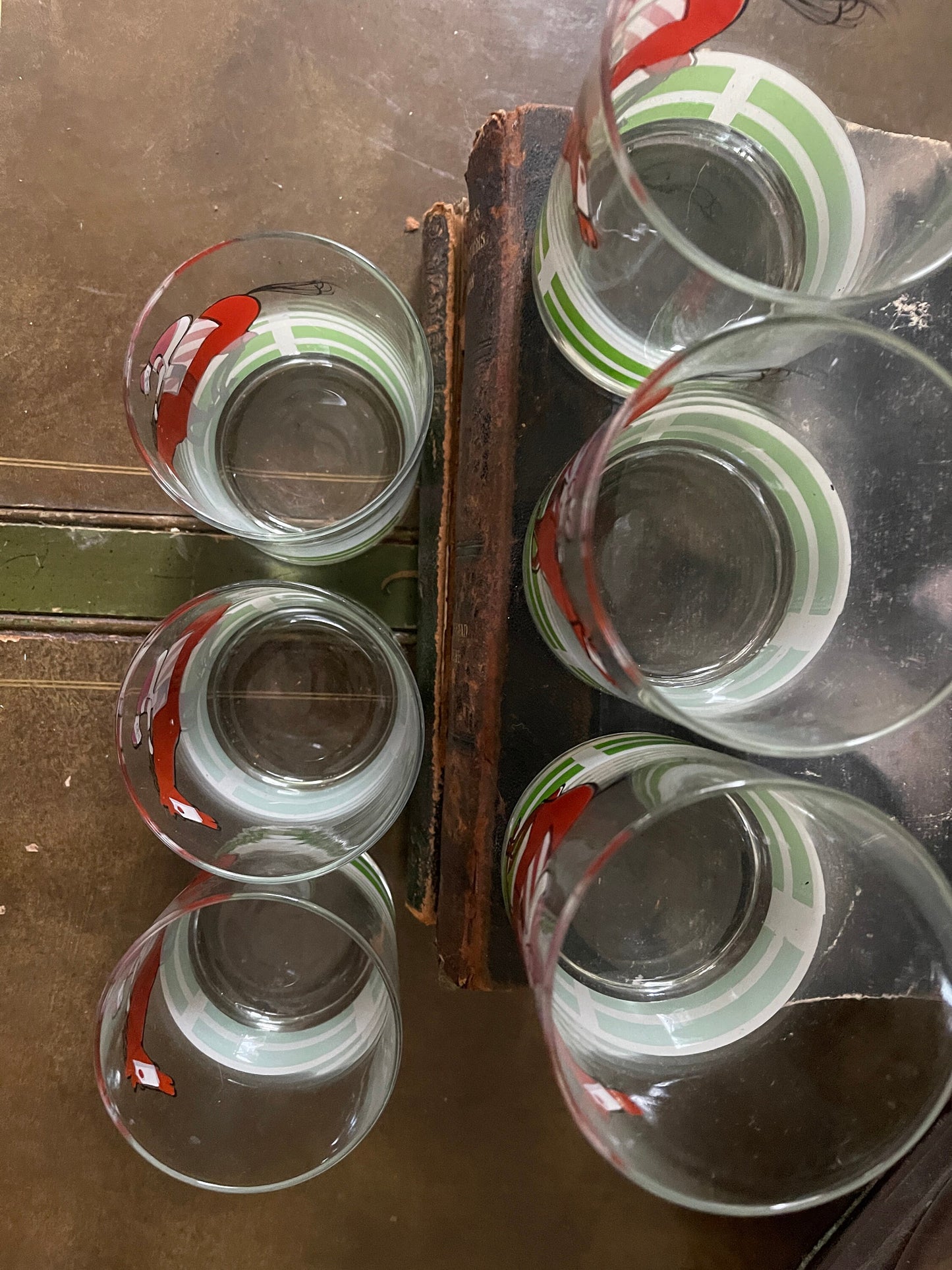 Set of Six (6) Vintage Horse Racing Whiskey Glasses