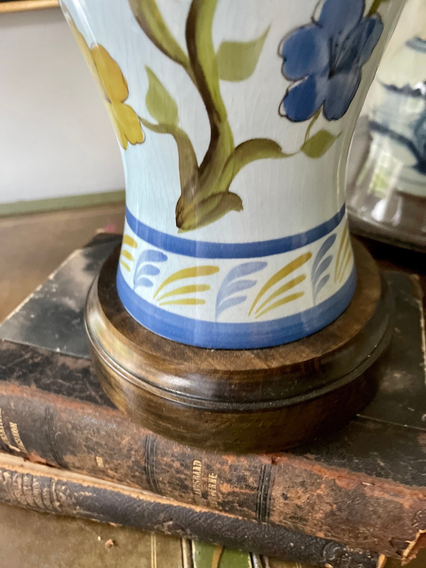 1960s Blue Floral Vee Jackson California Lamp