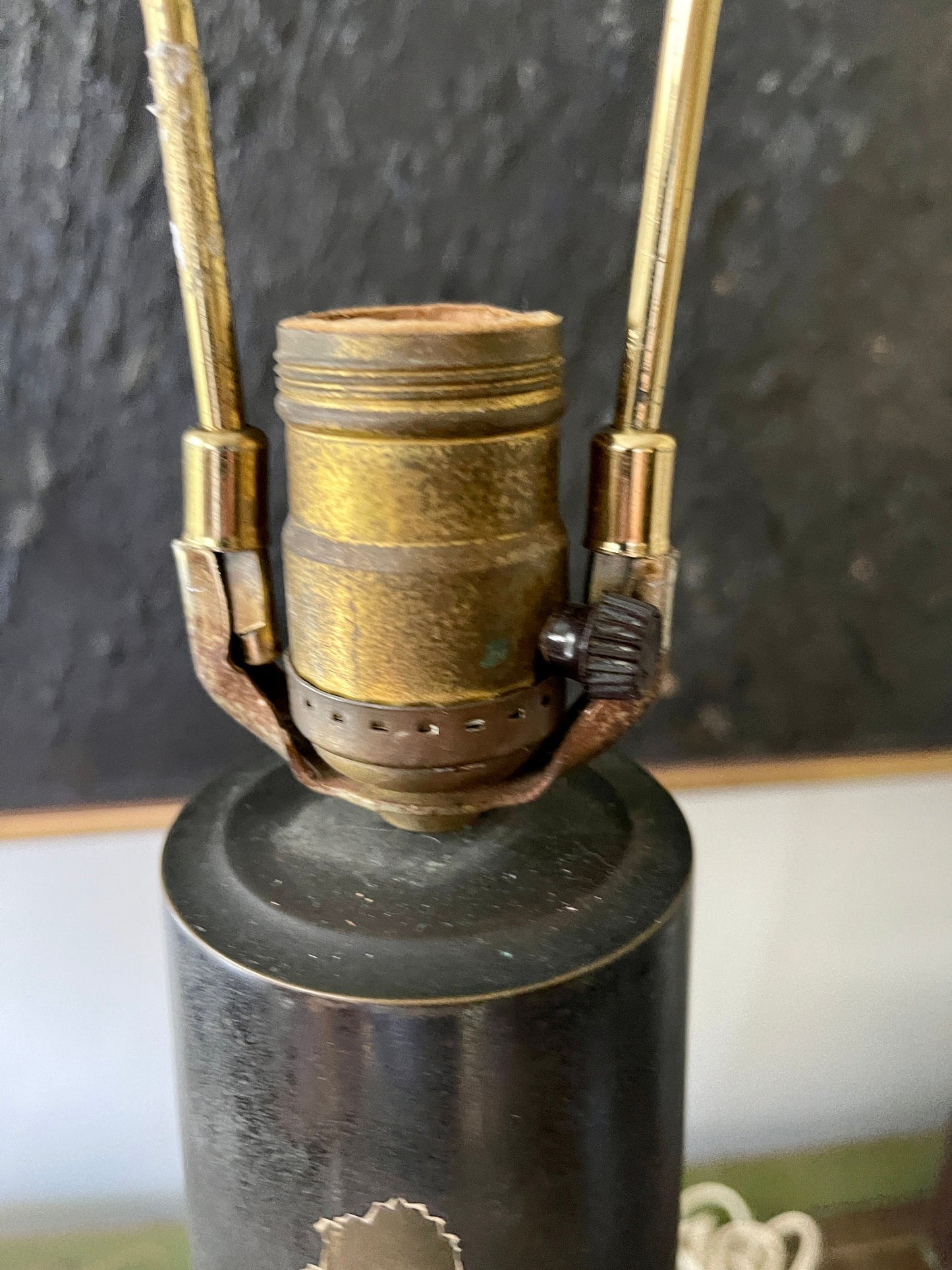 Vintage Bronze and Brass Asian Table Lamp