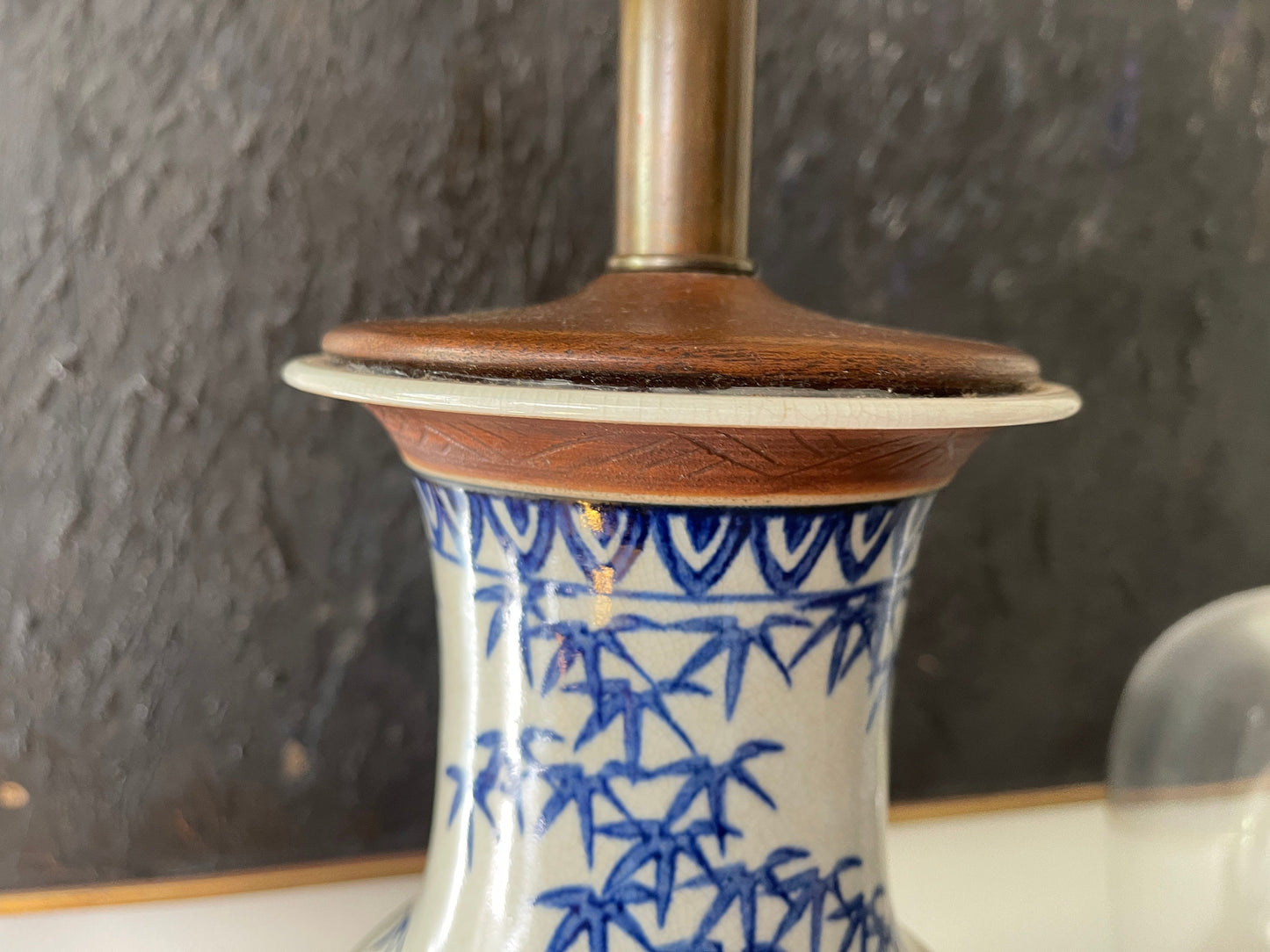 Vintage Blue and White Terracotta Asian Lamp Attributed to Norman Perry