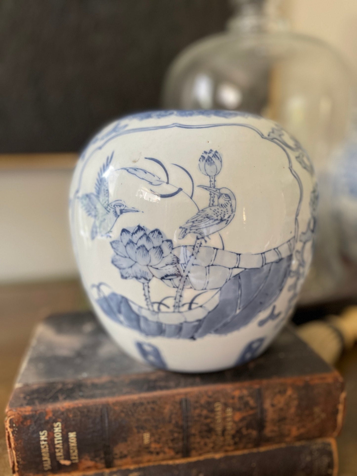 Vintage Blue and White Chinoiserie Vase