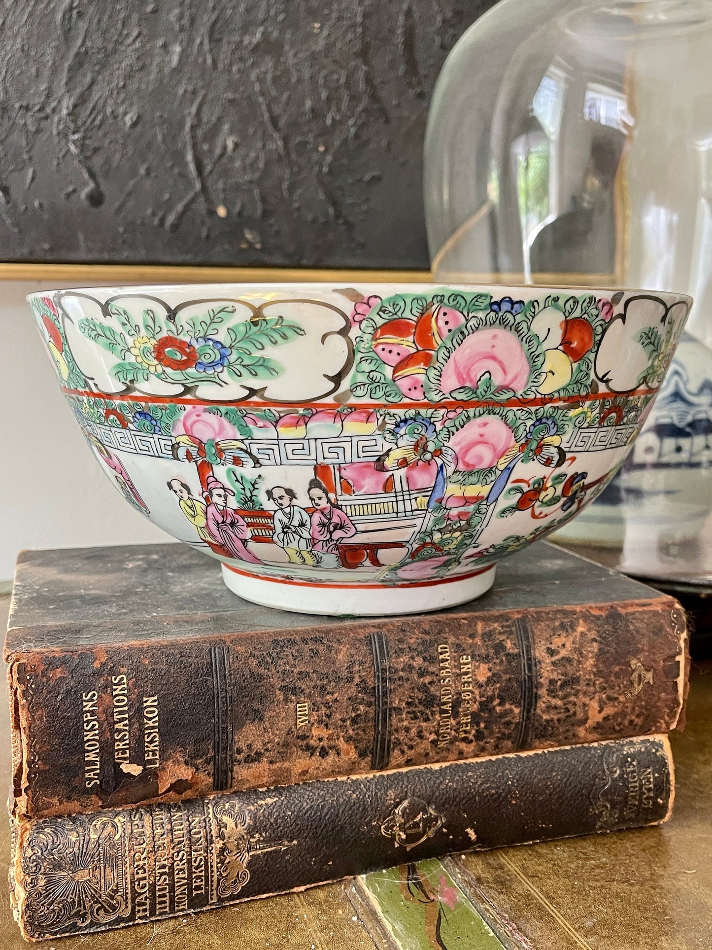 Vintage Famille Rose 10” Asian Ceramic Bowl