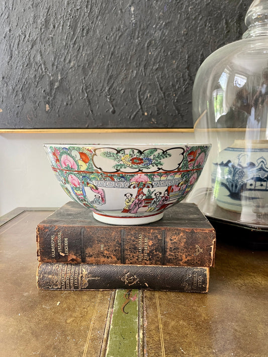 Vintage Famille Rose 10” Asian Ceramic Bowl