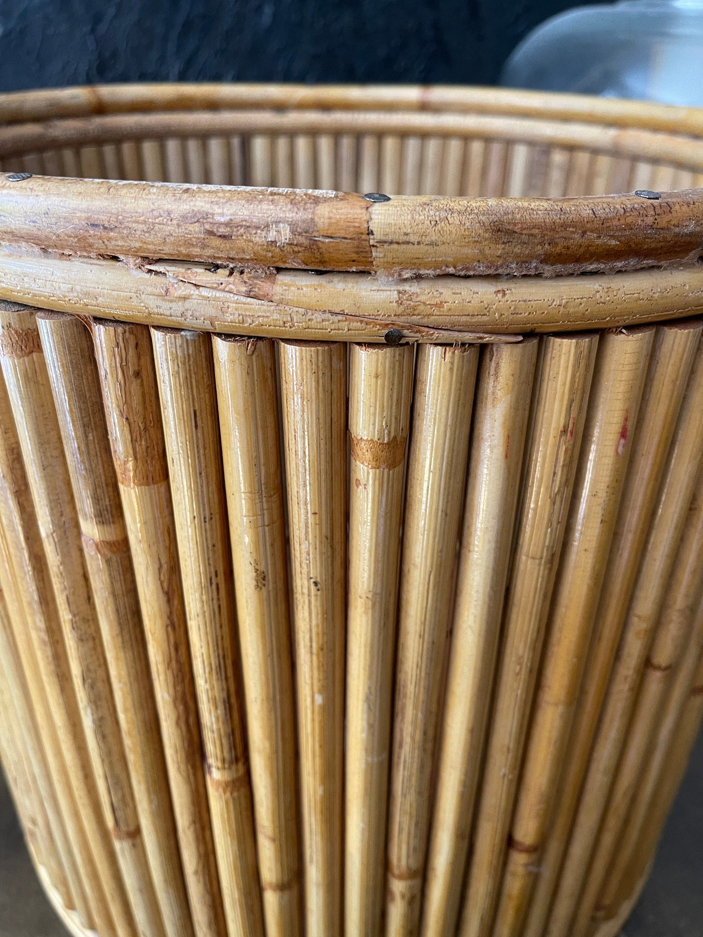 Large Vintage Pencil Reed Planter