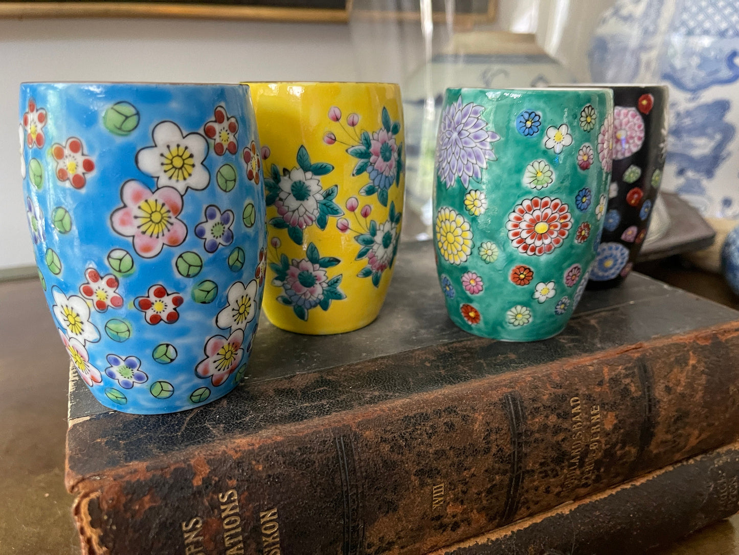 Set of four (4) vintage Japanese ceramic sake glasses