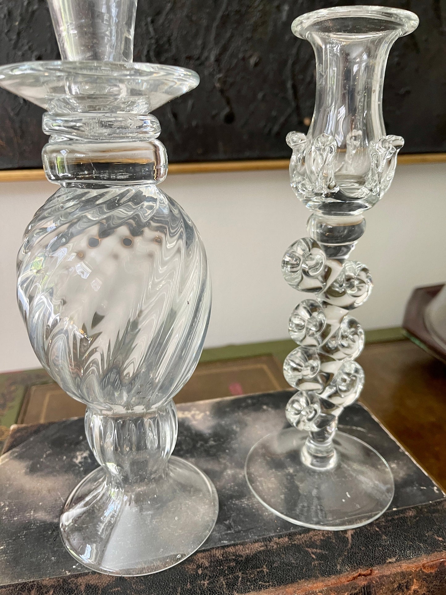 Set of Handblown Glass Candlesticks