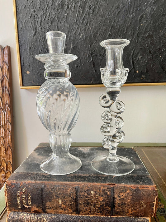 Set of Handblown Glass Candlesticks