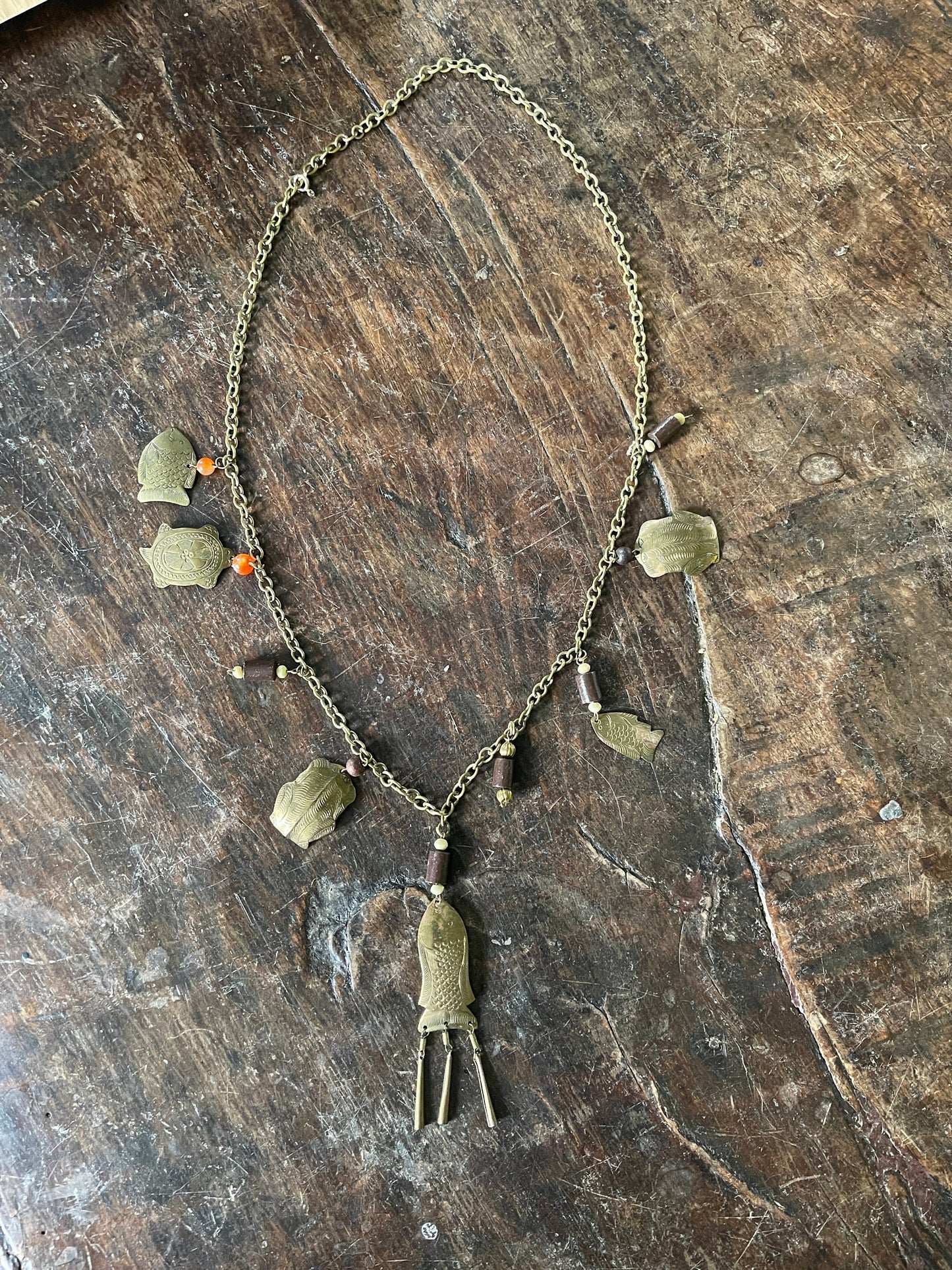 Vintage Brass Charm Necklace