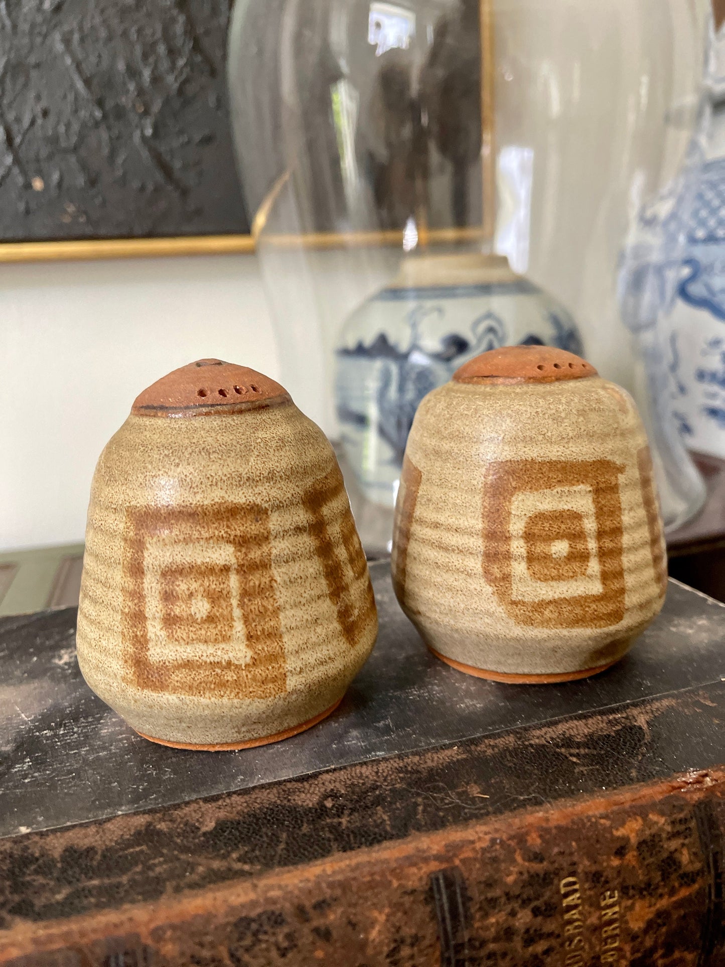 1980s Pair of Studio Pottery Salt and Pepper Shakers