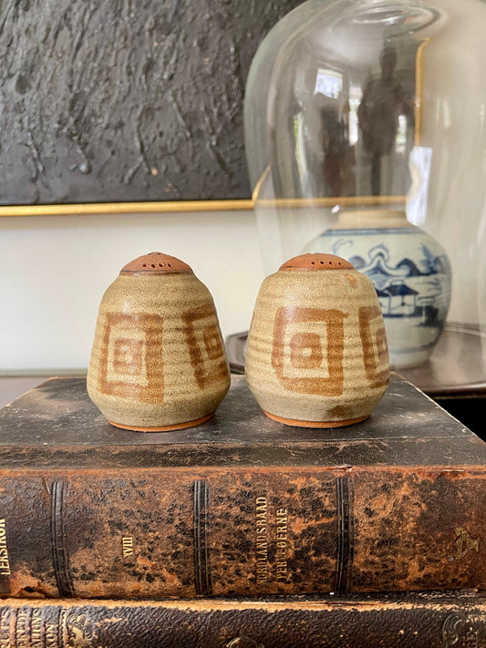 1980s Pair of Studio Pottery Salt and Pepper Shakers