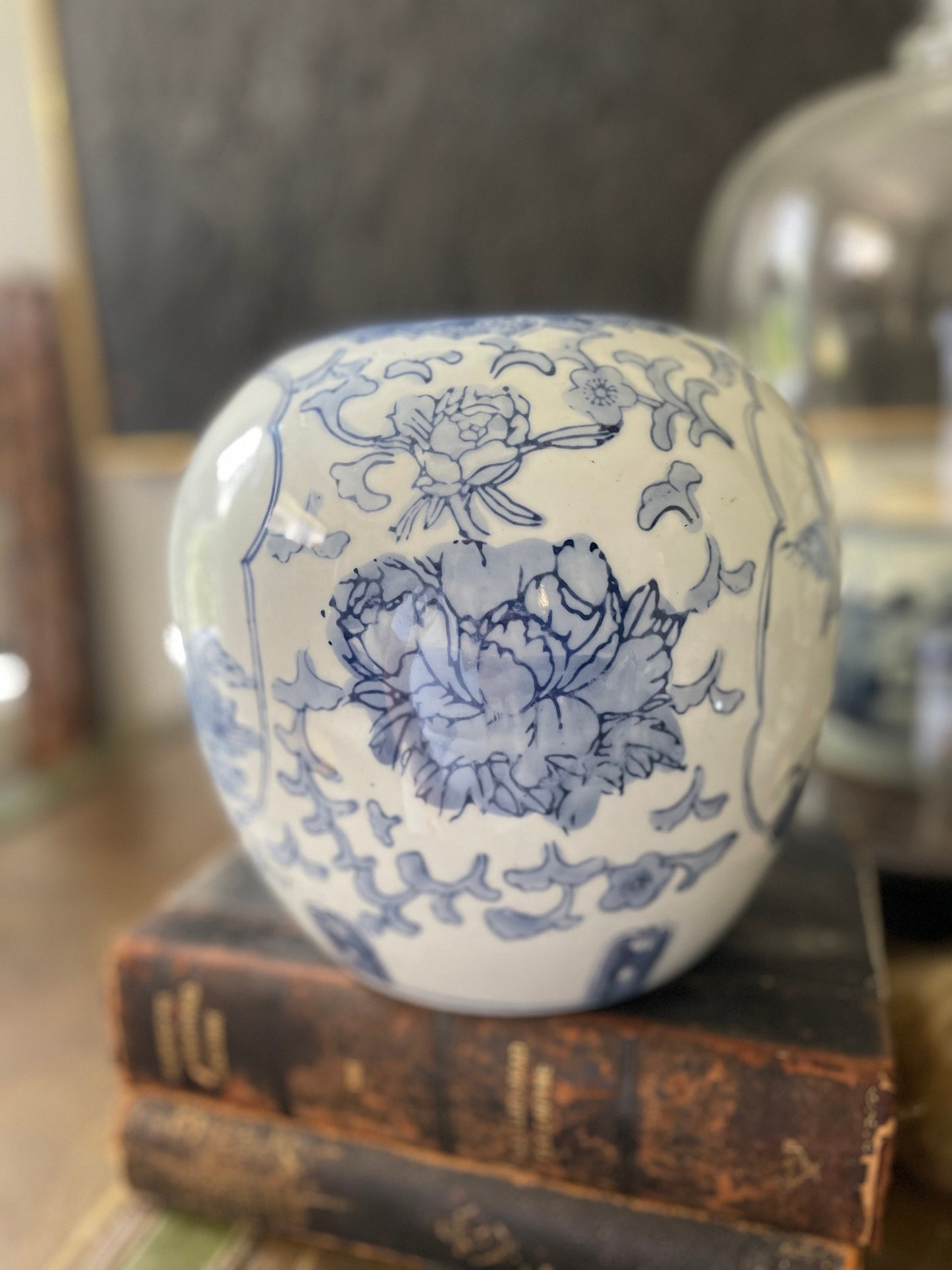 Vintage Blue and White Chinoiserie Vase