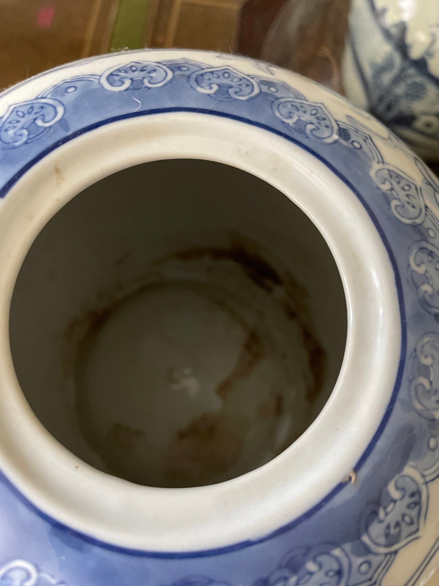 Vintage Blue and White Chinoiserie Vase