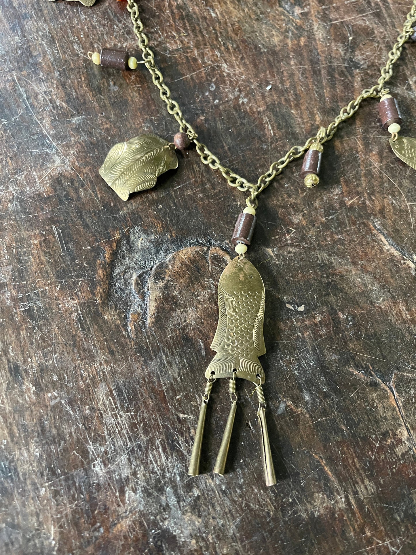 Vintage Brass Charm Necklace