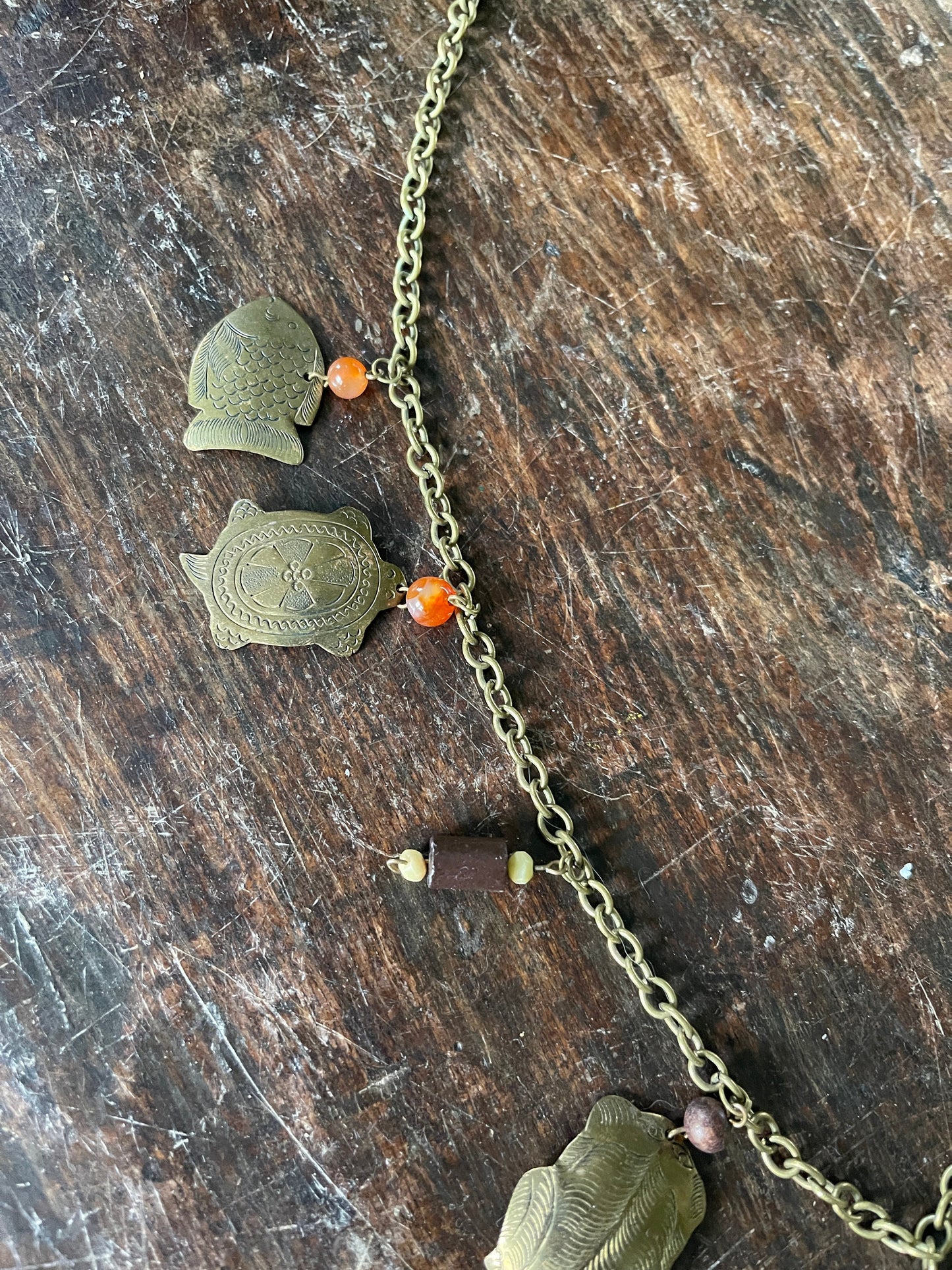 Vintage Brass Charm Necklace