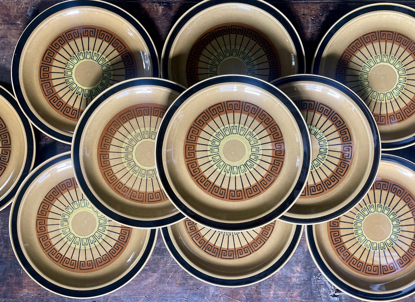 Set of Ten (10) Vintage Japanese Stoneware Plates by Creststone in Acapulco