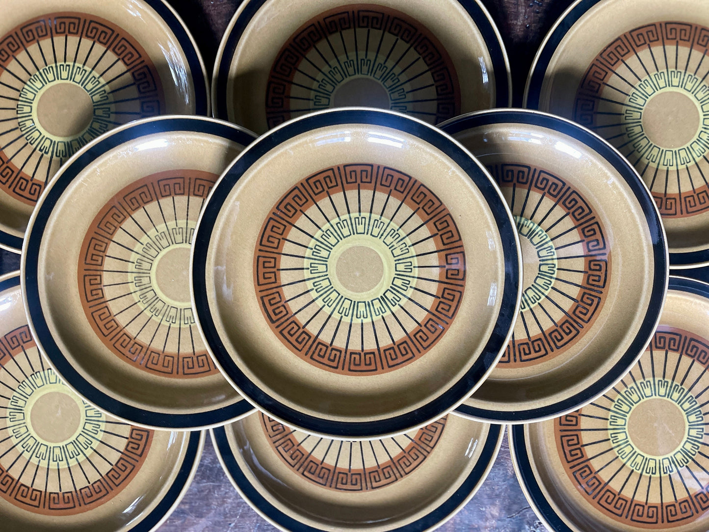 Set of Ten (10) Vintage Japanese Stoneware Plates by Creststone in Acapulco