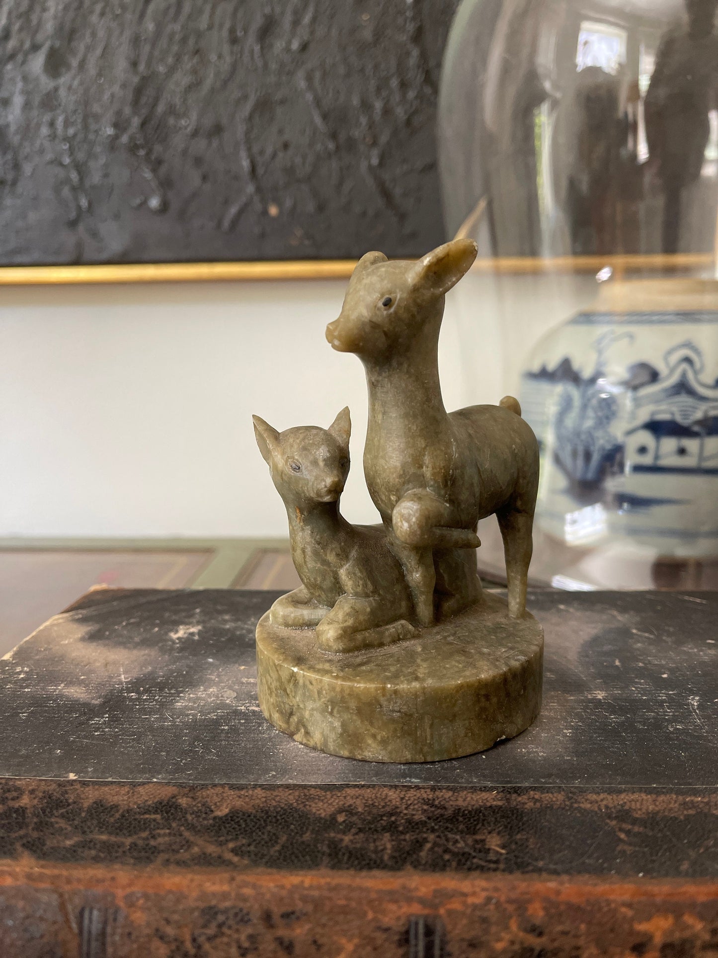 Vintage Chinese Carved Stone Deer