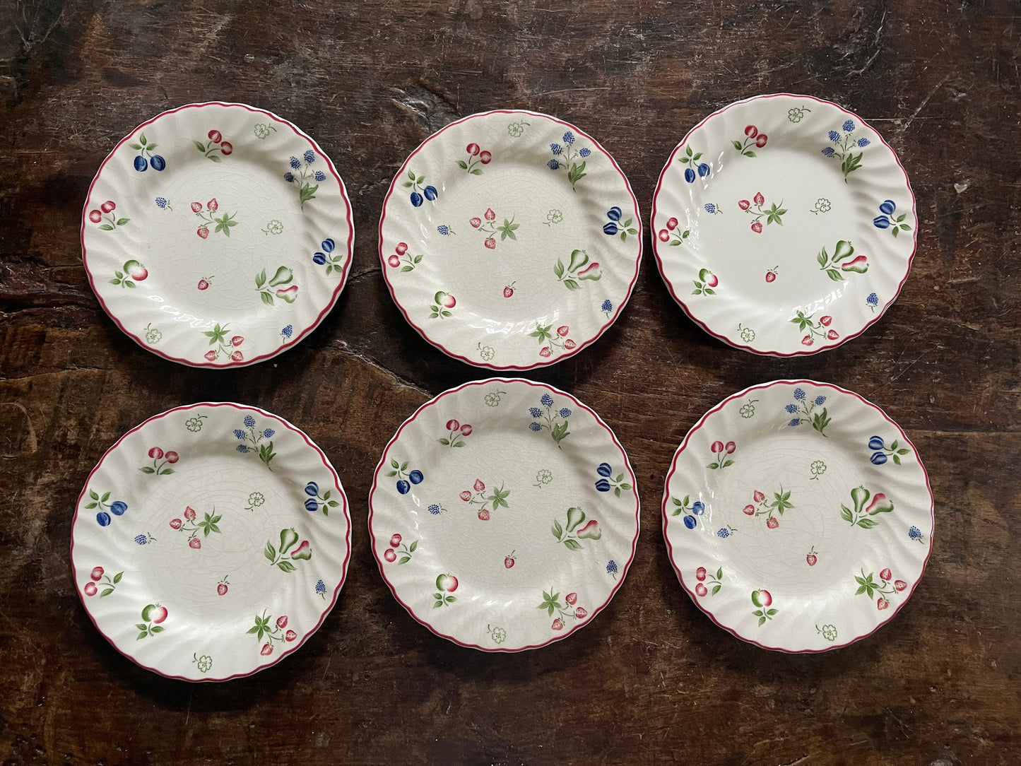 Set of Six (6) English Johnson Brothers 6.25” Plates in Sweetbriar