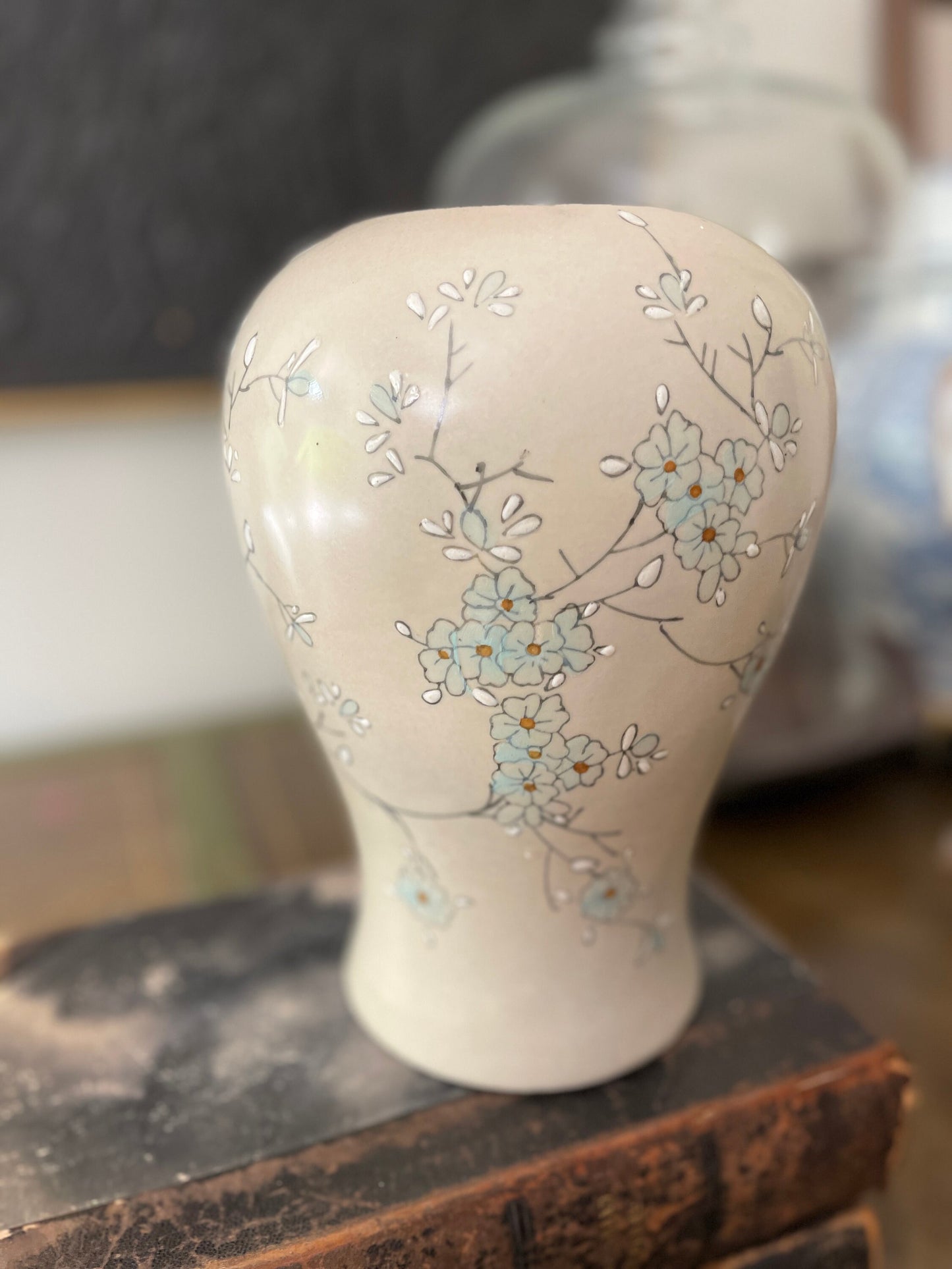 Vintage Chinoiserie Cherry Blossom Vase