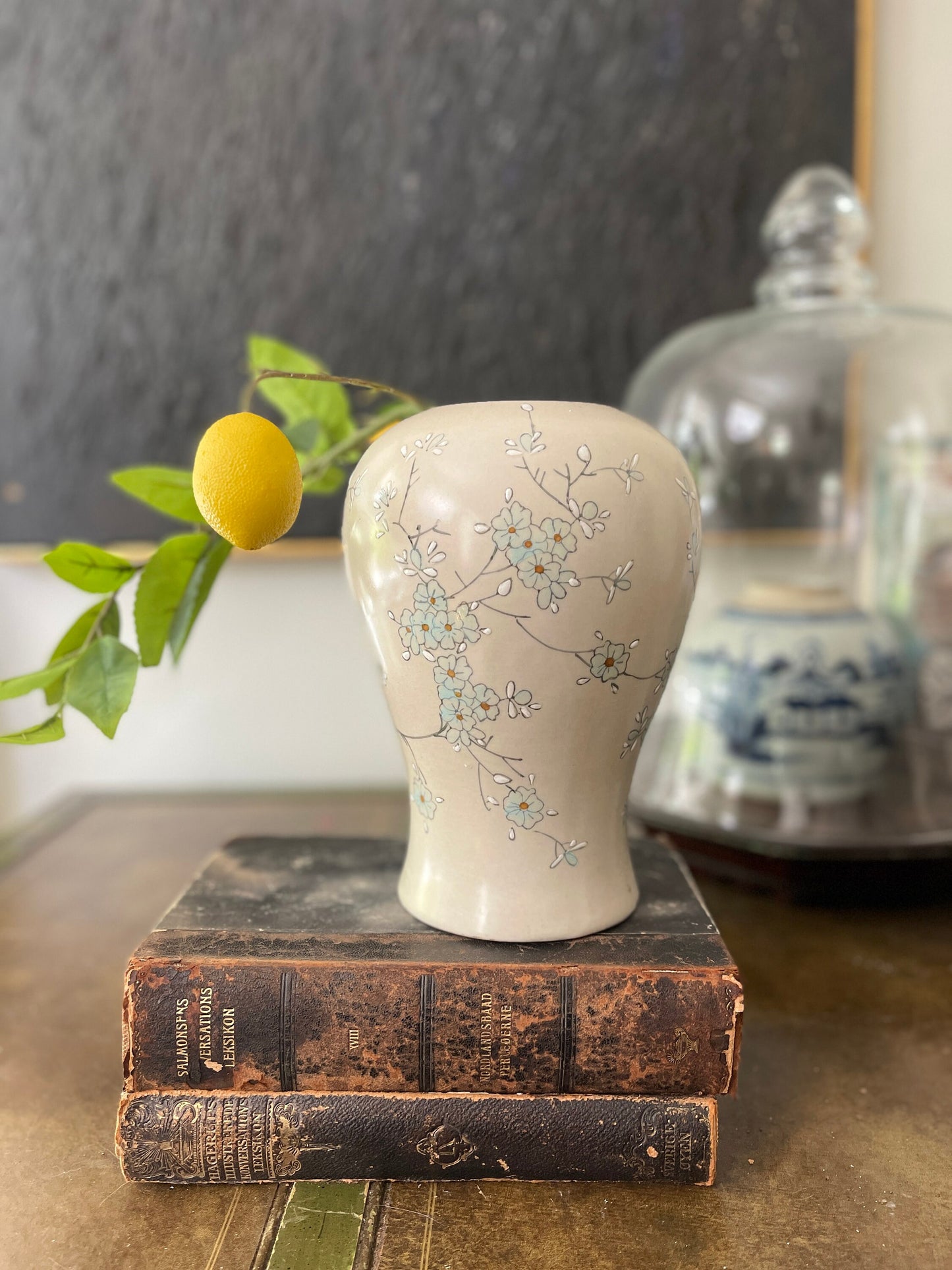 Vintage Chinoiserie Cherry Blossom Vase