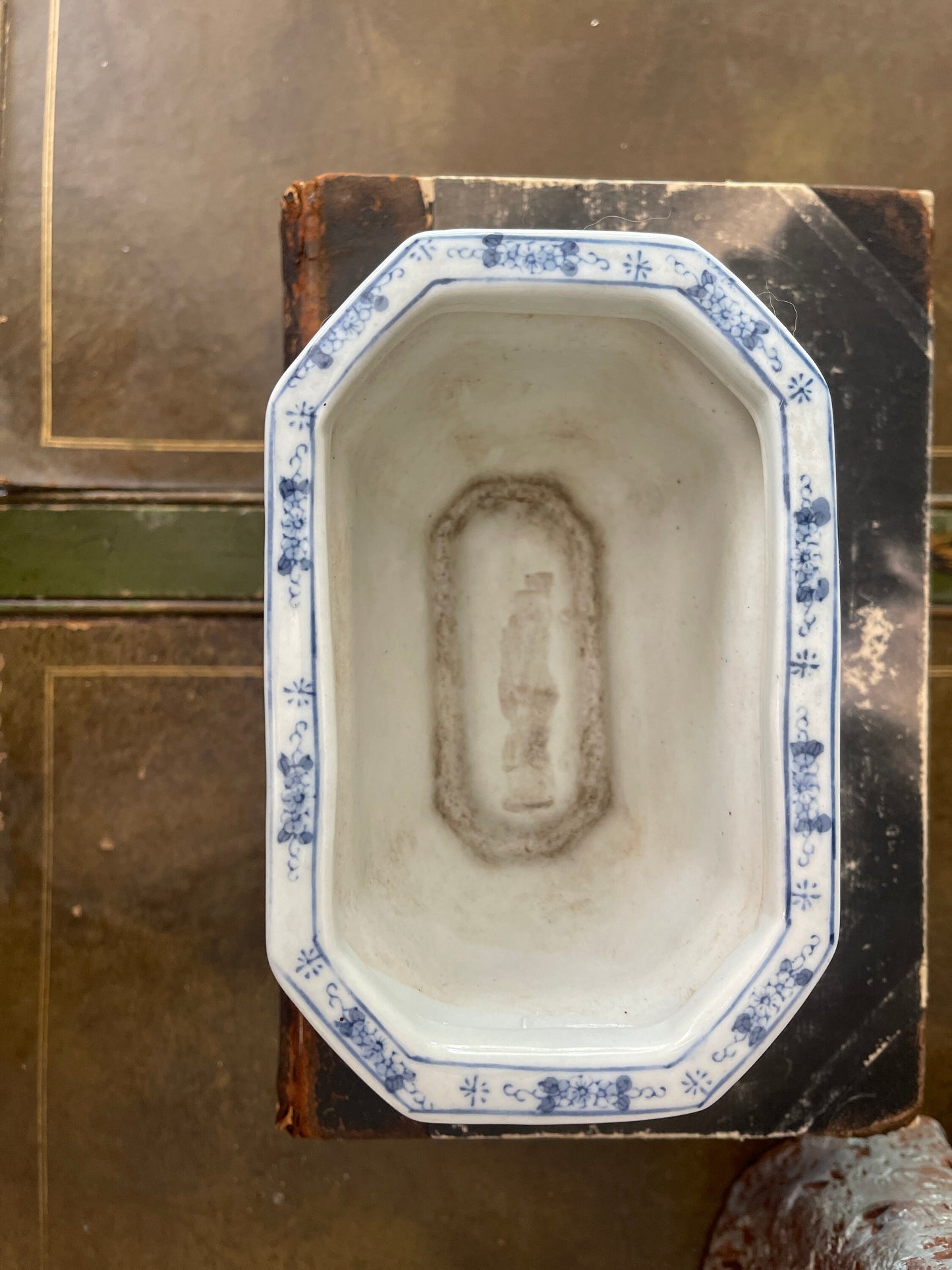 Vintage Blue and White Chinoiserie Rectangular Planter