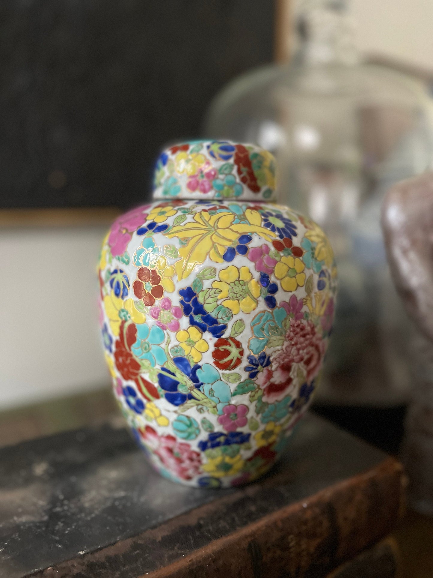 Vintage Floral Chinese Ginger Jar