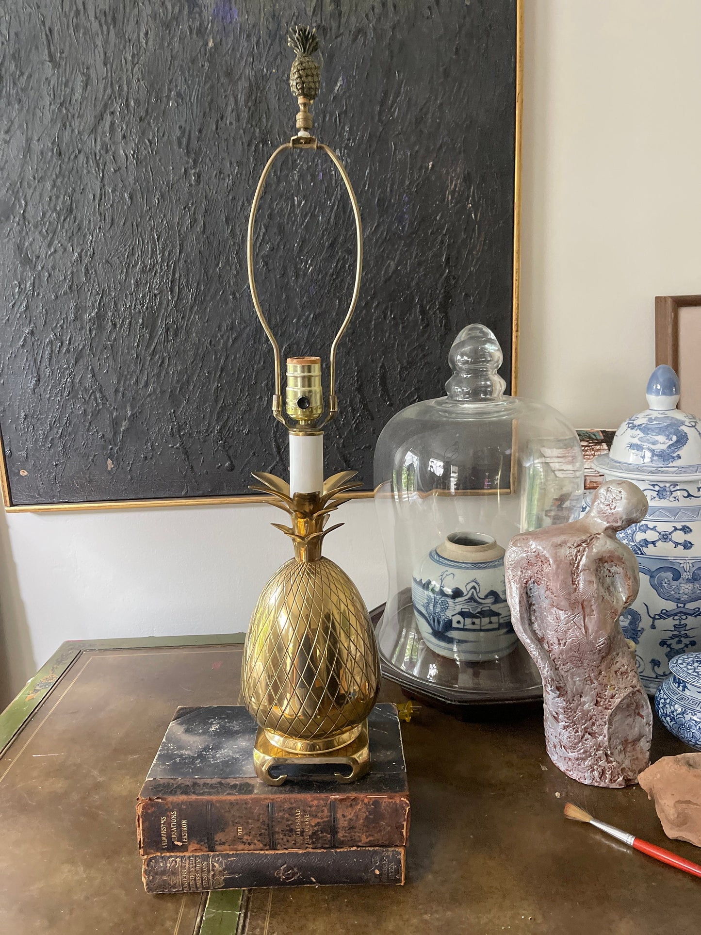 Vintage Brass Pineapple Lamp