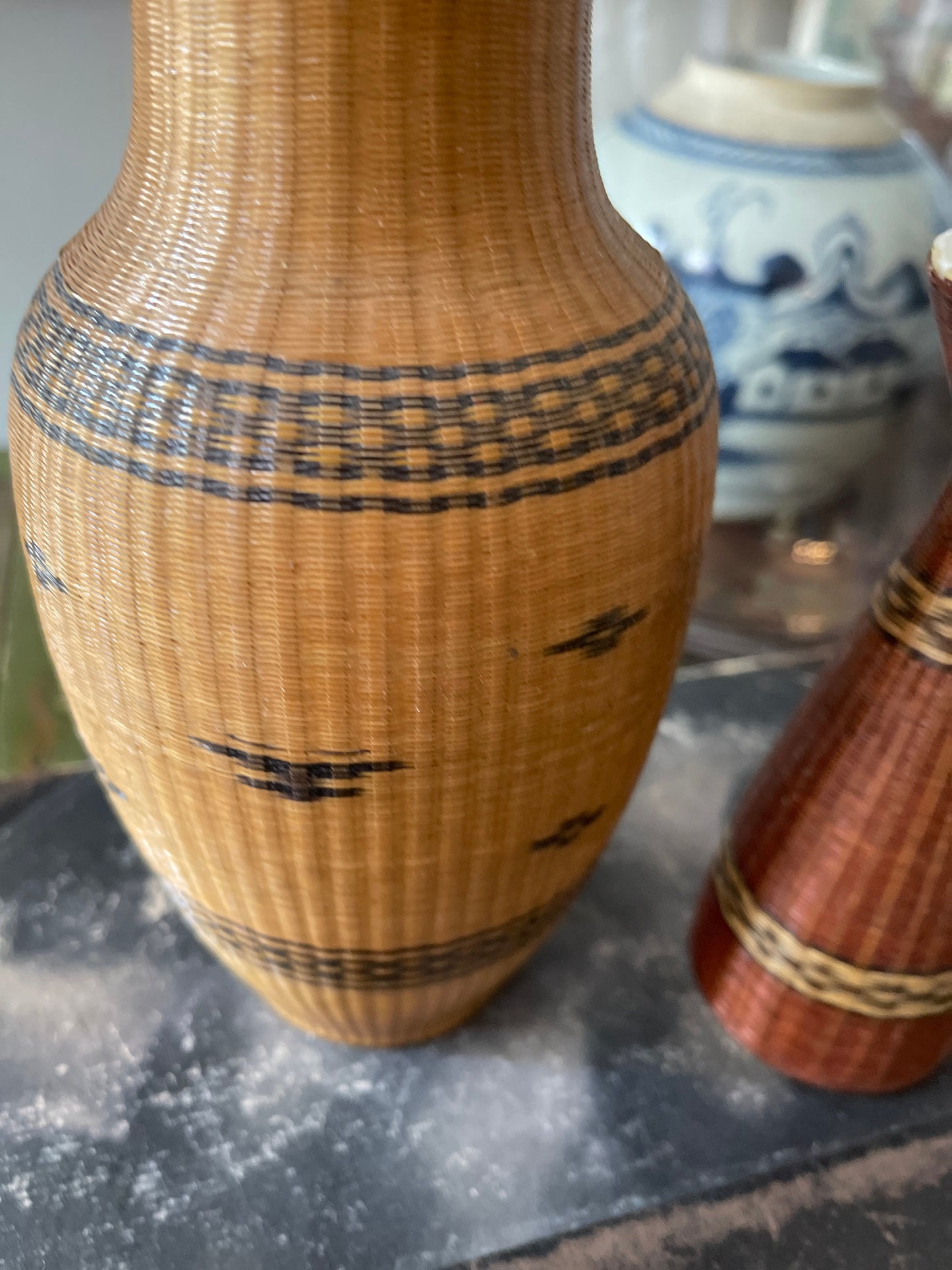 Collection of Two (2) Basket Vases