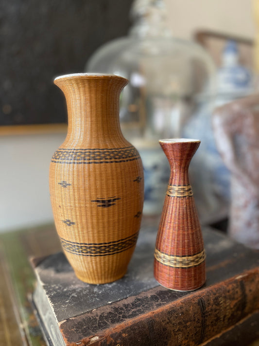 Collection of Two (2) Basket Vases