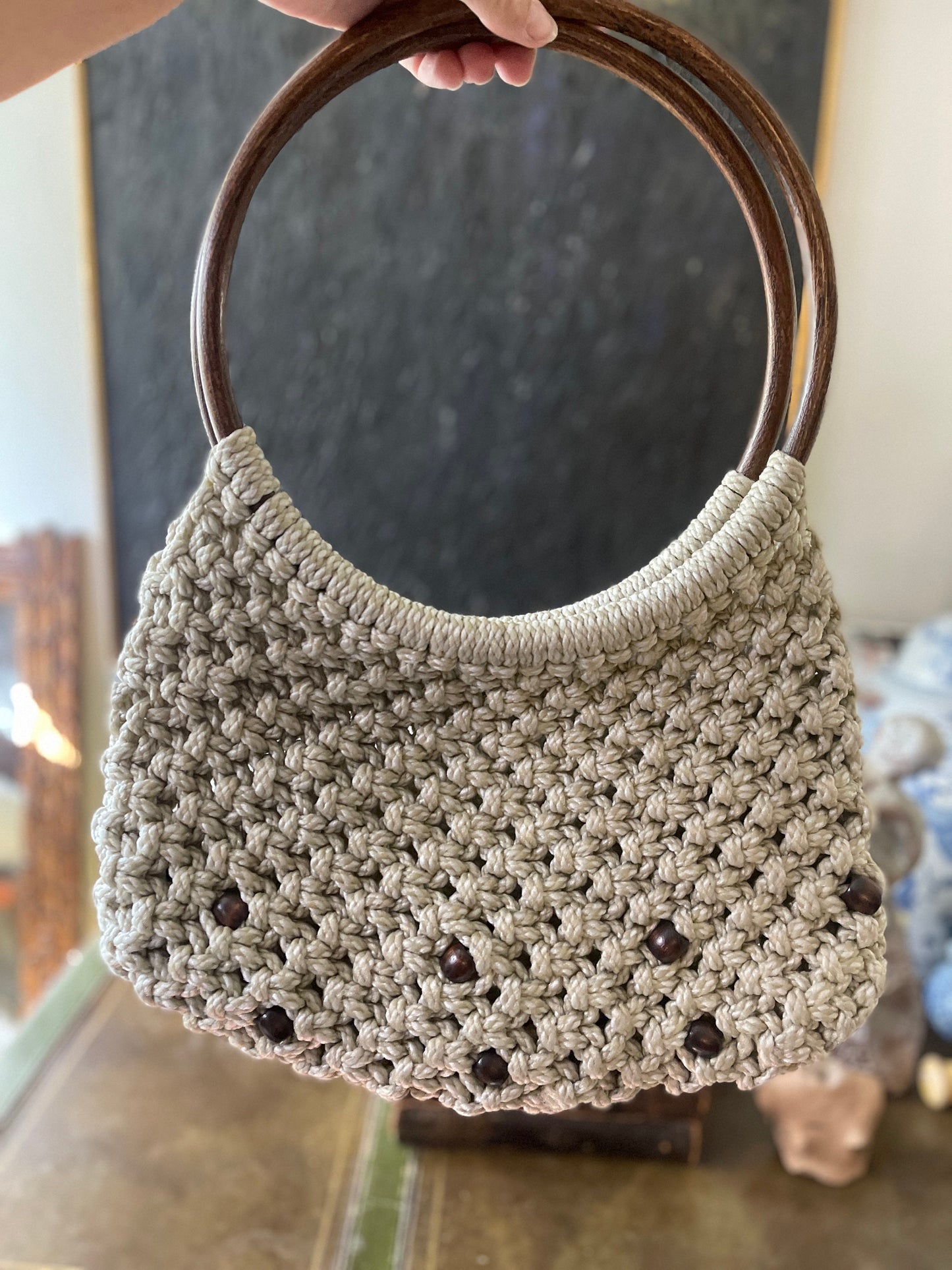 Vintage Macrame Handbag Boho Chic