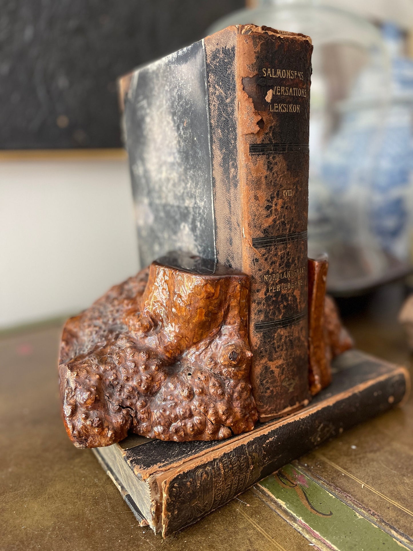 Vintage Burl Wood Bookends