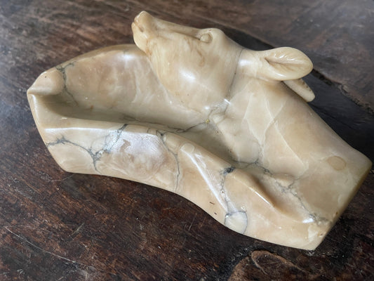 Vintage Alabaster Antelope Ashtray