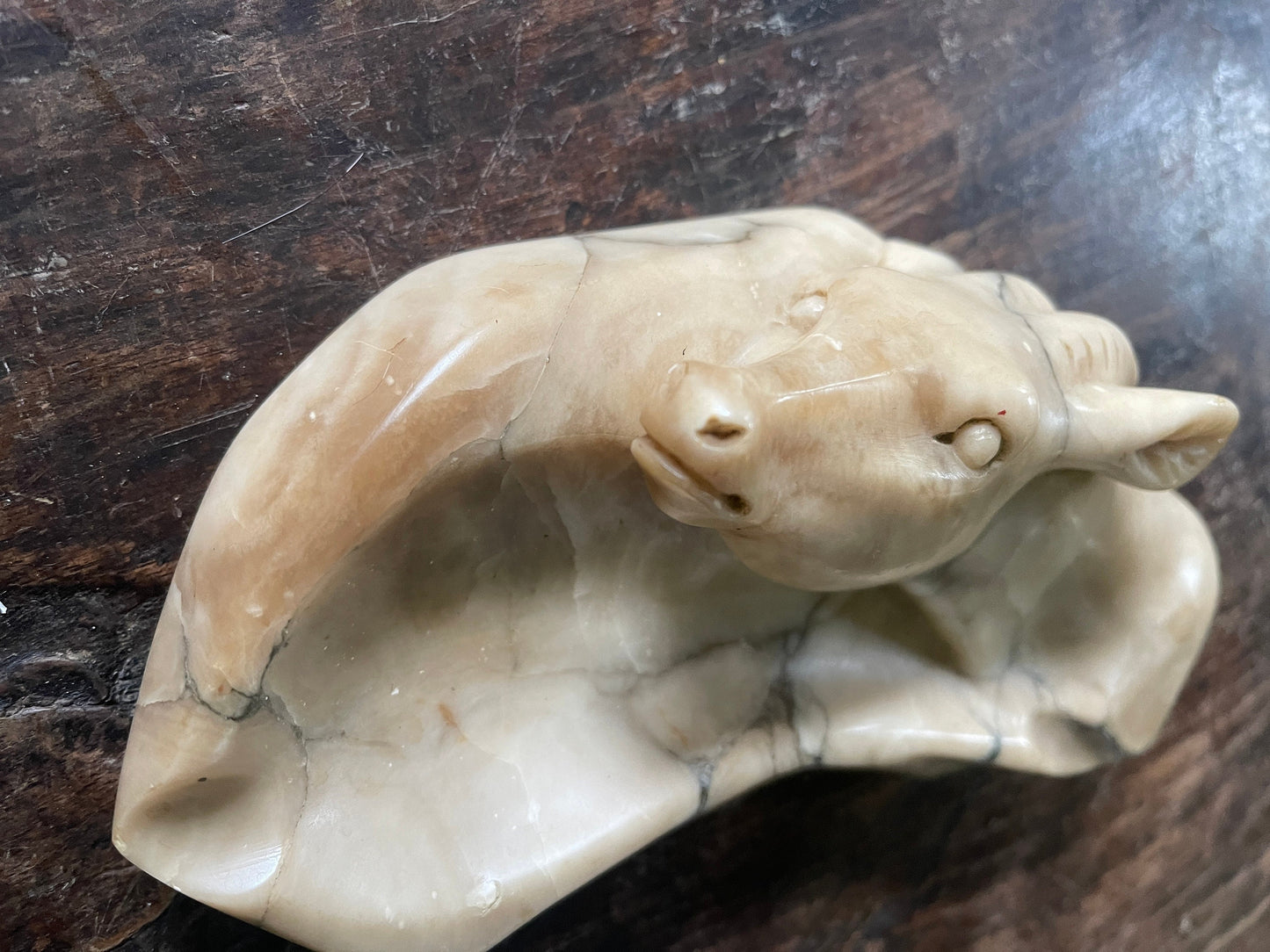 Vintage Alabaster Antelope Ashtray