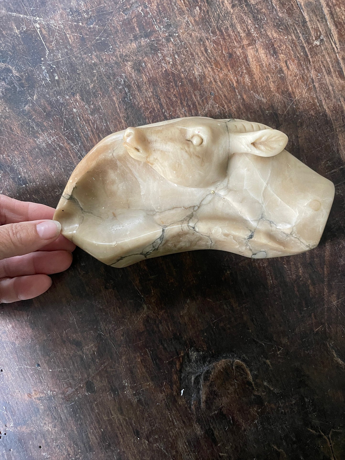 Vintage Alabaster Antelope Ashtray