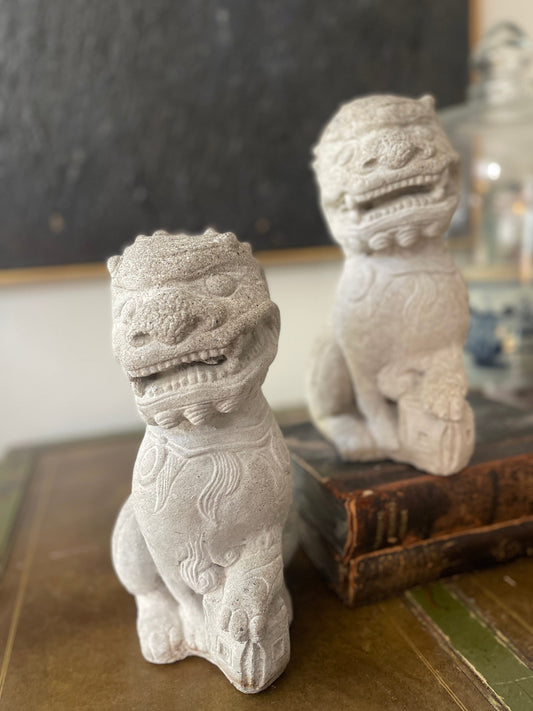 Pair of Concrete Foo Dog Statues