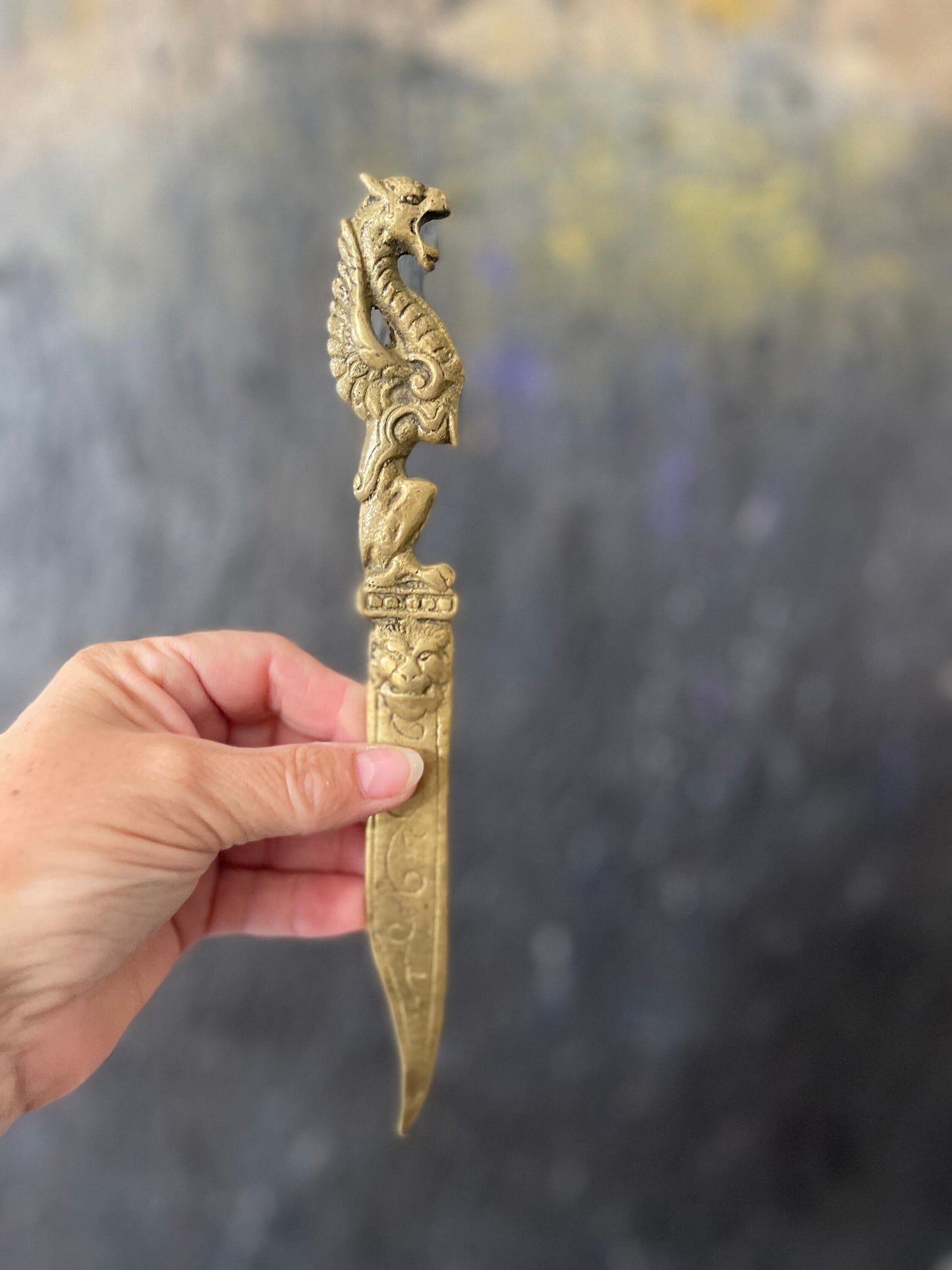 Vintage Brass Griffin Letter Opener