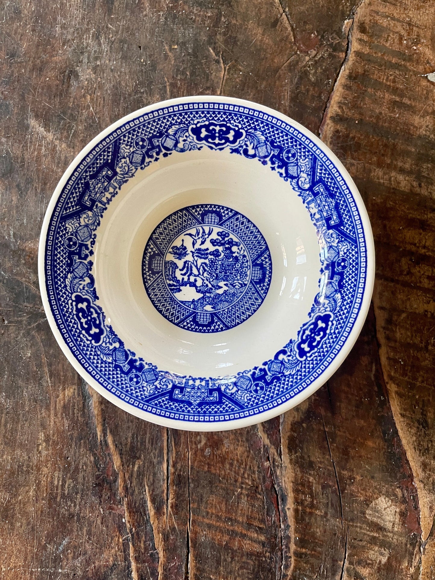 Set of Four (4) 6.25” Blue Willow Small Berry Bowls Vintage