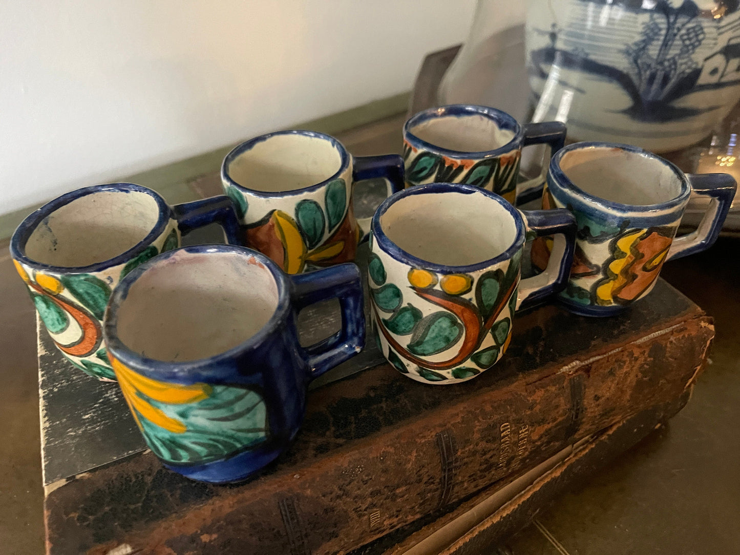 Set of Six (6) Vintage Mexican Pottery Espresso Cups