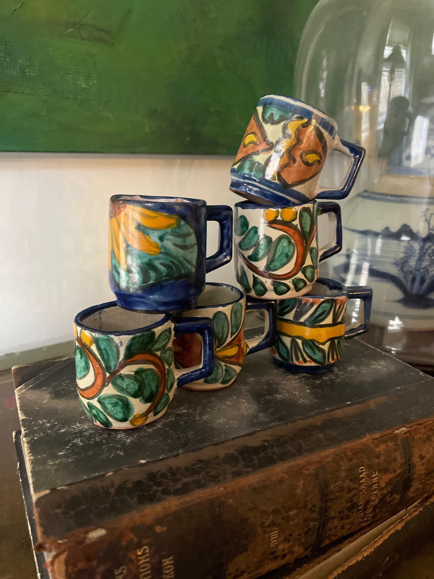 Set of Six (6) Vintage Mexican Pottery Espresso Cups