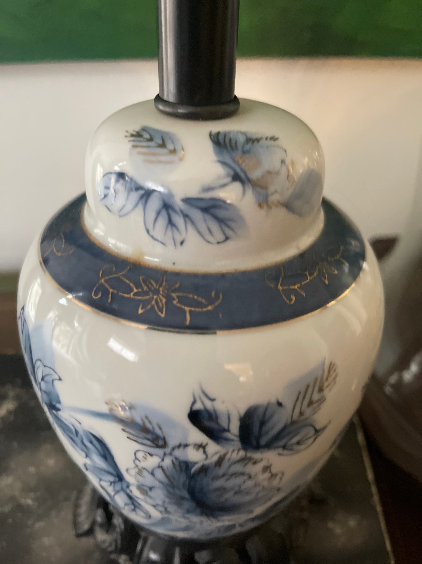 Small Vintage Asian Blue Ginger Jar Lamp