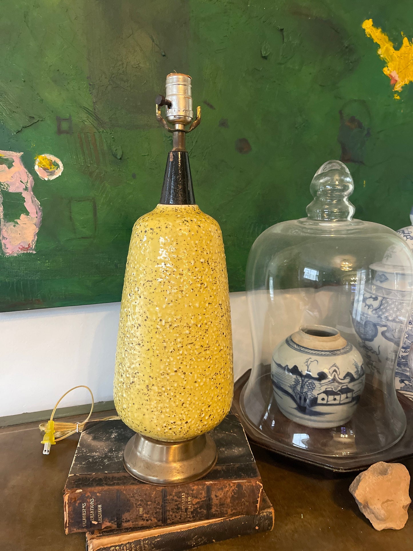 Mid Century Modern Yellow Textured Lamp