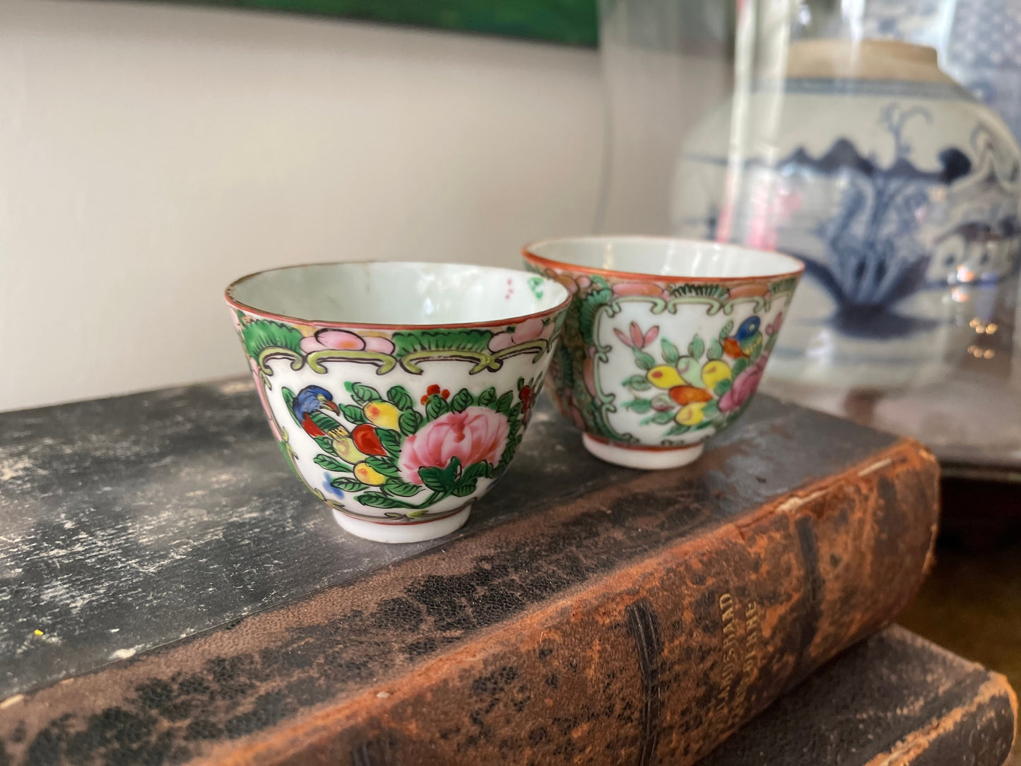 Pair of Vintage Chinese Famille Rose Teacups