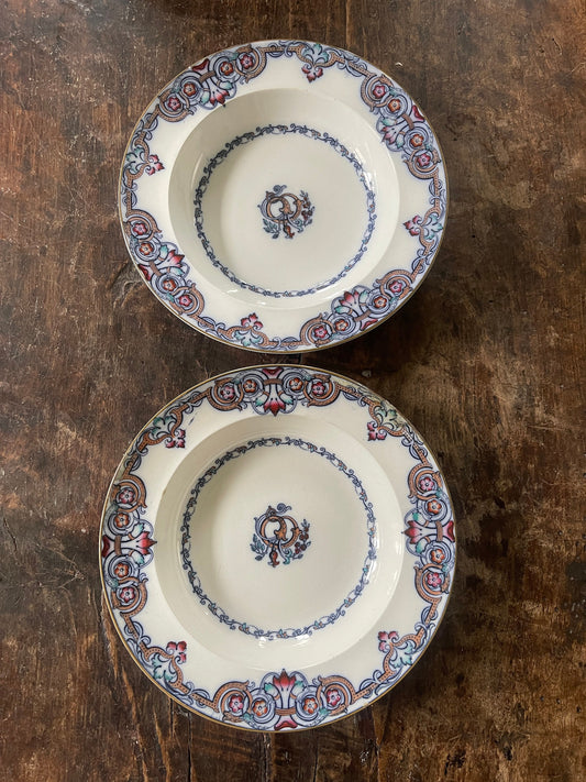 Set 2 (Two) Antique Liffey Bowls by Wedgwood Pearl